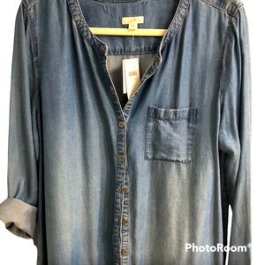 J.Jill Stonewash Chambray Tunic Shirt